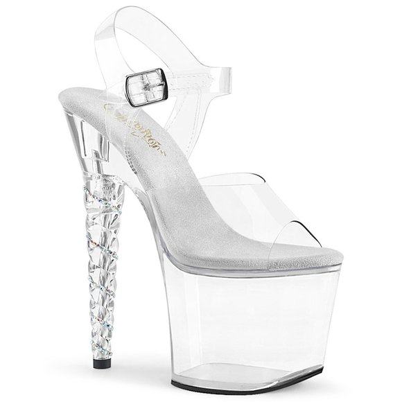 Pleaser Unicorn 708RSH Clear Platform Heels Ankle Strap Sandal - Picture 1 of 5